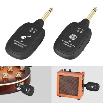 Uhf transmisor de guitarra inalámbrica guitarra sistema emisor Receptor Construido en una batería Recargable inalámbrico transmisor de guitarra
