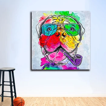 Colorido Océano Abstracta Grande Cartel de la Lona de Arte arco iris Bullmastiff Pintura al Óleo Imágenes de la Pared Para la Sala de estar Moderna sin marco