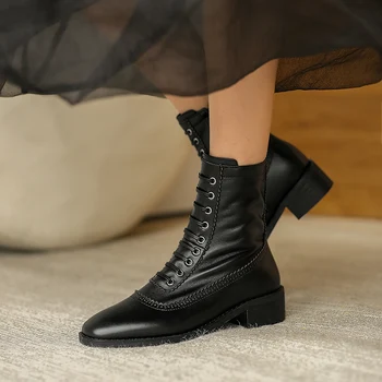 2020 invierno plus tamaño mujeres botas de Martin botas de moda tacón mediano, botas de tobillo además de terciopelo caliente de las mujeres botas de zapatos para las mujeres
