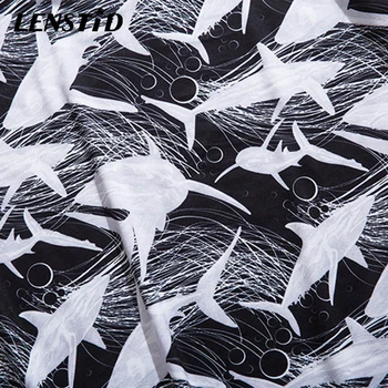 LENSTID Hombres de Hip Hop Tiburón Completo Impreso Camiseta de Harajuku Streetwear T-Shirt de Verano Nuevo de Manga Corta Delgada Camiseta Hispter Tops Camisetas