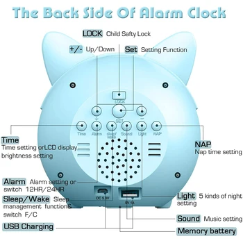 La alarma del Reloj de tabla de reloj despertador horloge reloj de los Niños los Niños que duermen Formación de Temperatura LED de Luz de la Pantalla LCD Reloj despertador