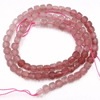 Natural de fresa de cuarzo cubo de bolas para la costura facetas plaza de cristal DIY collar pulsera suelto perle para la fabricación de joyas