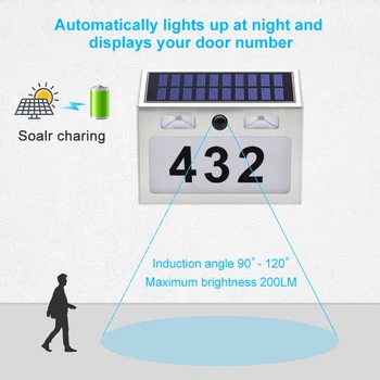 5 LED al aire libre Doorplate Solar de la Lámpara Impermeable de Número de la Casa Solar del LED de Luz de Montion Sensor de Plaue Luz Para el Jardín de Casa de la Puerta