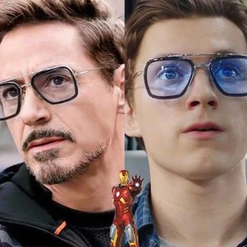 De moda de la moda de Hierro el Hombre de las gafas de sol negro brillante Tony Stark gafas de sol polarizadas de la sombra del espejo hombres contra la luz azul de las gafas de macho