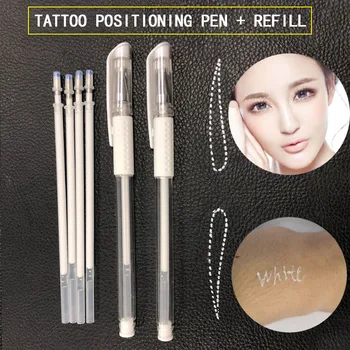 100pcs Blanco Tatuaje Rotulador Permanente del Maquillaje de la Ceja Microblading Accesorios Escribano Herramientas de Perforación del Marcador de Posición de Suministro