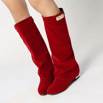 ASUMER Nuevo Más el tamaño de 34 a 43 de la venta CALIENTE de la marca de moda de las mujeres botas de cuero cuñas zapatos mujer otoño invierno botas de rodilla