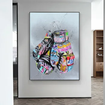 Moderno Guantes de Boxeo de Arte del Graffiti Cavans la Pintura de Carteles Impresiones de Wall Street Arte Imagen para la Sala de estar Decoración del Hogar Cuadros
