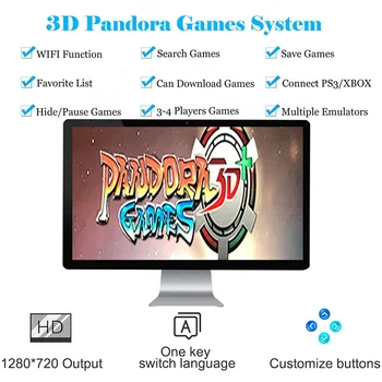 Pandora juego 3D WiFi 4018 en 1 Juego de Arcade de la Consola de HDMI/ VGA de Salida Jamma Gabinete para 2 jugadores Luchando consola de juegos de Vídeo