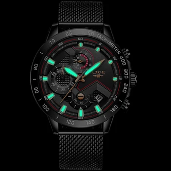 Zegarek Damski 2020 LIGE Moda Negro Reloj de Cuarzo para Hombre Relojes de la Marca Superior de Lujo de Malla de Acero Correa de reloj de Pulsera de Reloj resistente al agua