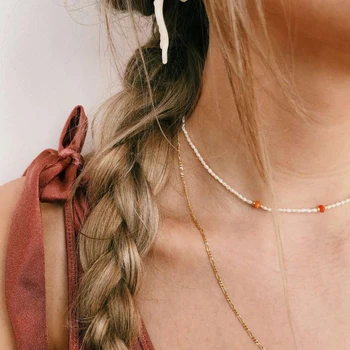 2020 arte de diseño de collar de perlas delicadas mall pentagrama colgante gargantilla de las mujeres de moda salvaje cuello de accesorios de agua dulce de la pera de la joyería