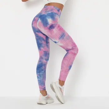 Tinta Tie-dye de Fitness Yoga Pantalones de las Mujeres de calidad de colores de Celosía Deportiva de Tobillo-longitud de los Pantalones de las mujeres Apretado Yoga Polainas