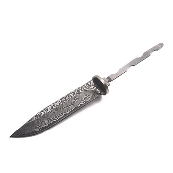 Nave de bricolaje semi - terminados manual de cuchillo recto forja de damasco, Damasco fijo de Acero cuchillo de camping cuchillo Con Cuero