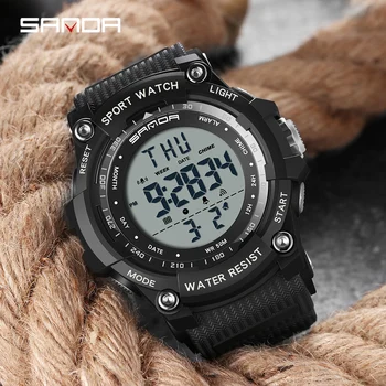 Reloj de los hombres reloj digital SANDA reloj deportivo 50M impermeable automática de la fecha de re-inicio de sesión masculino digital militar reloj de los hombres de los deportes