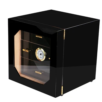 COHIBA de color Negro Brillante Acabado de Piano de Cedro Forrado Cigarro Gabinete Humidor de 4 Gavetas Caja de Puros COHIBA Humidor HH-1005B