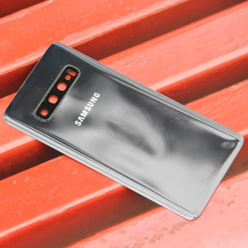 Para Samsung Galaxy S10 SM-G9730 S10 Plus SM-G9750 S10+ S10E Tapa Trasera de Batería de la Puerta de la Vivienda de Reparación de Piezas de Cristal de la Cámara del Marco de la Lente