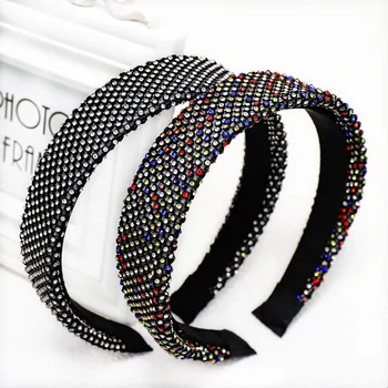 DUOJIAOYAN Nuevo Retro de color de la diadema de diamantes de imitación Brillante diamante de color ancho de banda para el cabello de las Mujeres de Lujo casco