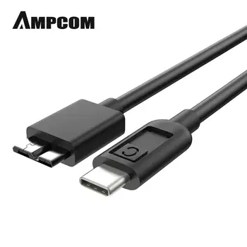 Tipo C a Micro B Cable, AMPCOM USB 3.1 type-C（Gen1 5Gbps）para USB 3.0 Micro-B Unidad de disco Duro Externa Rápido de Carga y Cable de Datos - 0.3 m
