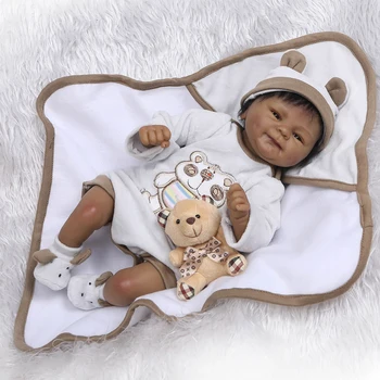 Negro muñecas del bebé pop Africano de 18 pulgadas bebe reborn de silicona de vinilo 40cm recién nacido poupee boneca bebé suave del juguete de la niña niño niño