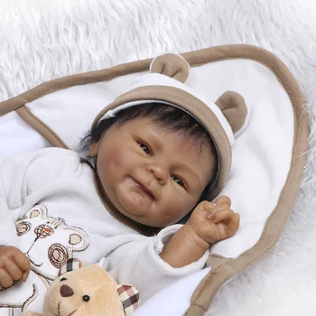Negro muñecas del bebé pop Africano de 18 pulgadas bebe reborn de silicona de vinilo 40cm recién nacido poupee boneca bebé suave del juguete de la niña niño niño