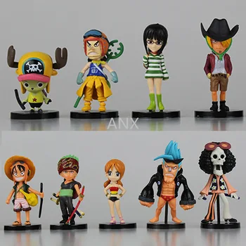 5-8CM de Una Pieza de la Figura Juguetes Luffy Zoro, Nami, Usopp, Sanji, Chopper, Robin, Franky Arroyo de PVC Animado de la Acción 7pcs/set Figura 9pcs/set de Juguetes
