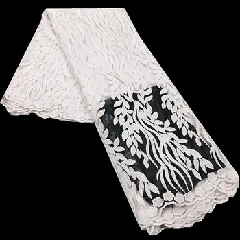 Africano de encaje farbic de alta calidad de encaje 2020 con lentejuelas blanco nigeriano de la tela de encaje de novia cordones tejidos 5yards