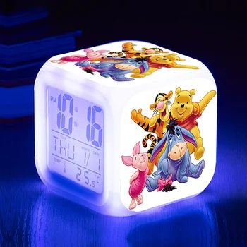 Disney Winnie The Pooh Niños Chicos LED Digital Reloj de Alarma de Anime Figuras de la Noche la Luz del Reloj de los Niños Juguetes para Niñas Regalos de Navidad