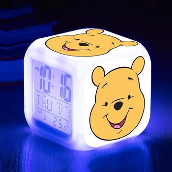 Disney Winnie The Pooh Niños Chicos LED Digital Reloj de Alarma de Anime Figuras de la Noche la Luz del Reloj de los Niños Juguetes para Niñas Regalos de Navidad