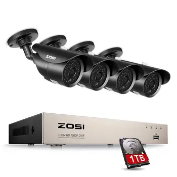 ZOSI 8CH 1080P HD-TVI de la Cámara de Seguridad del Sistema P2P de INFRARROJOS de Visión Nocturna 4PCS 2.0 MP al aire libre de HD CCTV Cámara de Vigilancia Kit de Vista de APLICACIÓN