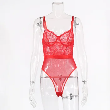 Yimunancy De Malla De Encaje Transparente Body De Cuello V Sexy Body De Mujer 2020 Ositos De Peluche Catsuits Cuerpo De La Mujer Parte Clubwear