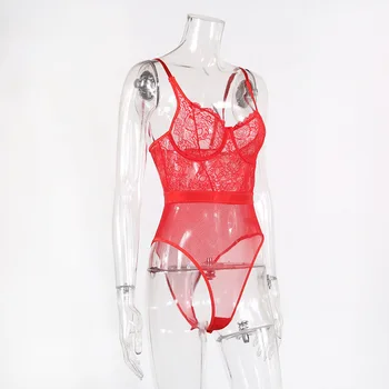 Yimunancy De Malla De Encaje Transparente Body De Cuello V Sexy Body De Mujer 2020 Ositos De Peluche Catsuits Cuerpo De La Mujer Parte Clubwear