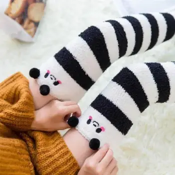 Sexy Lindo de la Panda de la Mujer de las Medias Polainas de Rayas Calcetines Largos Muslo Medias Altas Hembra Caliente Sobre los Calcetines de la Rodilla de las Mujeres de Siembra