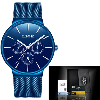Relogio Masculino 2019 LIGE Moda Casual parte Superior de la Marca de Lujo de los Hombres Relojes Impermeable Ultra Delgado Reloj de Pulsera Masculino Fecha Reloj de Cuarzo