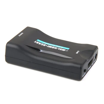 Nueva HDMI a EUROCONECTOR de Vídeo Compuesto Convertidor de Audio Estéreo Adaptador + Cable USB Negro