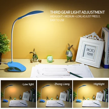 El YAGÉ lámpara de Escritorio USB led Lámpara de Mesa 14 lámpara de Mesa LED con Clip de la Cama Leyendo el libro la Luz LED de la lámpara de Escritorio Mesa Táctil de 3 Modos de YG-5933
