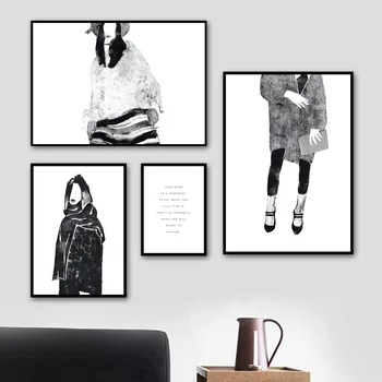 Lona de las Fotos de la Pared de Arte HD Imprime la Decoración del Hogar de la Moda de Señora de la Pintura Abstracta Nórdicos Cartel Creativo Modular Para la Sala de estar