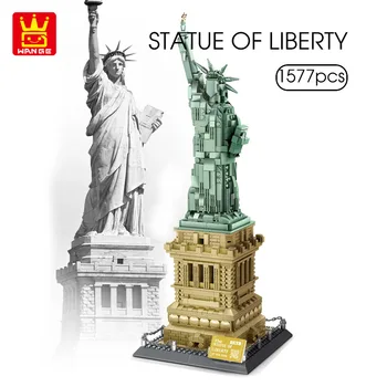 WANGE 1577Pcs Estatua De la Libertad Bloques de Construcción Famosos del Mundo de la Arquitectura Modelo Technic Educativos Juguetes DIY Regalos Para Niños