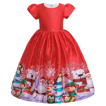 Año nuevo de niña de las flores de colores de Navidad esponjosa vestido de princesa vestido de festival mostrar vestido elegante chica T-shirt ropa vestidos
