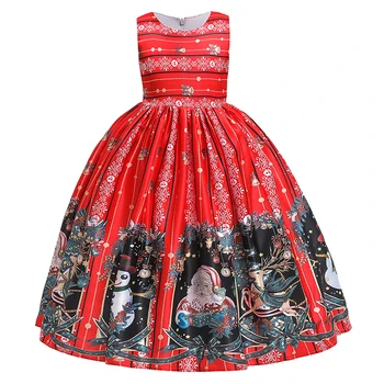 Año nuevo de niña de las flores de colores de Navidad esponjosa vestido de princesa vestido de festival mostrar vestido elegante chica T-shirt ropa vestidos