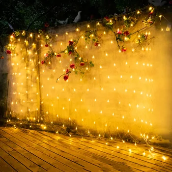 BEIAIDI de Navidad LED Red de Luz de Malla al aire libre de la Luz de Hadas de la Cadena de Guirnalda de Luz de Vacaciones de la Fiesta de la Boda Neto de la cortina de carámbano de la Luz