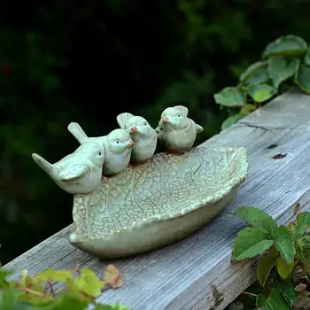 2019 Cerámica nacimiento baños decoración del Jardín de nacimiento alimentador de cerámica Acuario retro acabado comedero de Pájaros
