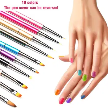 10Pcs Nail Art Liner Brush Pintura de la Flor de Dibujo de Líneas de Cuadrícula de la Raya de Manicura Acrílico UV Gel Pen Consejos de BRICOLAJE juego de Diseño de