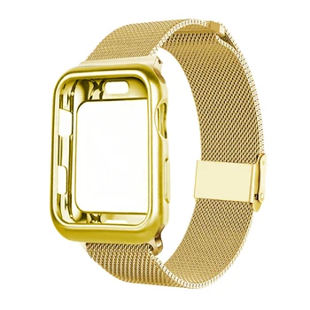 Milanese Loop Pulsera banda de Acero Inoxidable + de caso Para Apple Watch serie 123 42 mm 38 mm correa para el iwatch 4 5 40 mm 44 mm correa de reloj