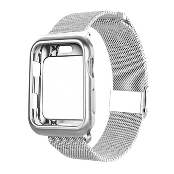 Milanese Loop Pulsera banda de Acero Inoxidable + de caso Para Apple Watch serie 123 42 mm 38 mm correa para el iwatch 4 5 40 mm 44 mm correa de reloj