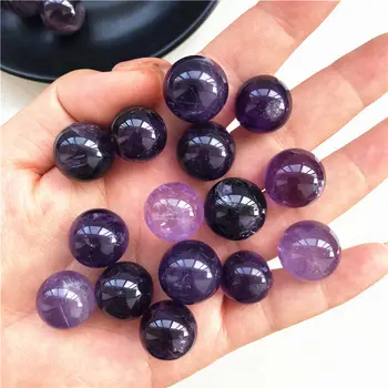 Mayorista de 5 x 12-16mm Naturales Amatista Púrpura Bola Raw Pulido de piedras preciosas de Cristal de Artesanía en Piedra Natural Cristal
