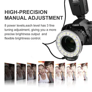 Meike FC-100 FC100 Manual de LED Macro Anillo de Luz de Flash con 7 Anillo Adaptador para Canon Nikon Olympus Digital Pentax DSLR Cámar