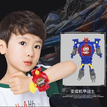 La transformación de reloj de Pulsera de Juguete para los Niños de la Deformación Robot Juguetes de Acción de dibujos animados Relojes Robot de Juguete de Niño de Regalo de Cumpleaños de Dropshipping