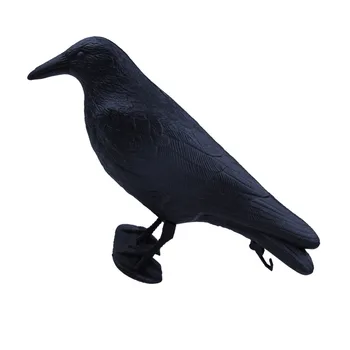 Plásticos Cuervo de Caza Simulada con el Cuerpo del Soporte+Base para el Espantapájaros Falso Caza de Aves de Jardín Decoración de Halloween
