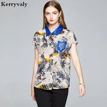 Verano Vintage Cuadros Impresos de Gasa de la Camisa de la Mujer Tops y Blusas Blusas Mujer De Moda 2021 Señora de la Oficina del Estilo de Blusa K8610