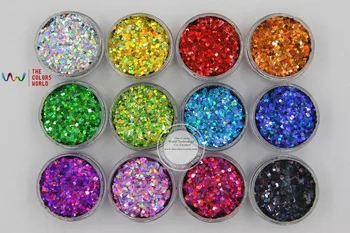12 holográfica colores en forma de Cuadrado de 2 mm de Tamaño de Brillo de las lentejuelas para el arte de uñas ,uñas de gel,maquillaje y BRICOLAJE, decoración de Embalaje bolsa de polietileno