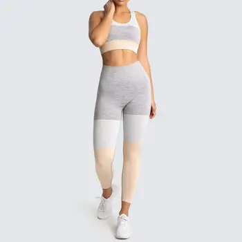 CHRLEISURE Mosaico sin fisuras serie de Yoga para Mujeres de Deporte, Ropa de Gimnasia Sin espalda Sexy Sujetador de Cintura Alta Leggings Pantalones de Entrenamiento de la Aptitud